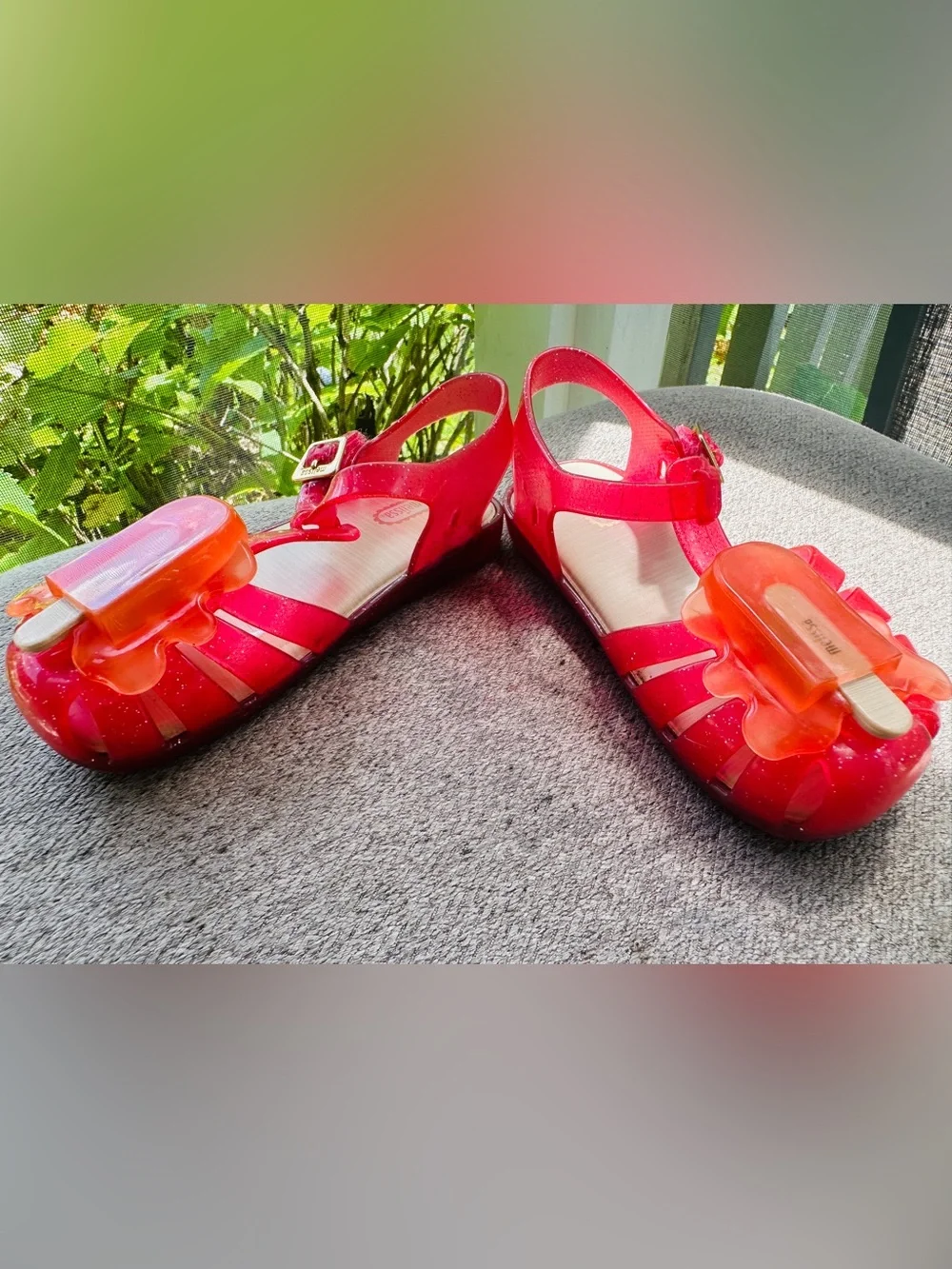 Mini Melissa pink Glitter Jelly Sandals with Orange Popsicle*Toddler girls Sz~10